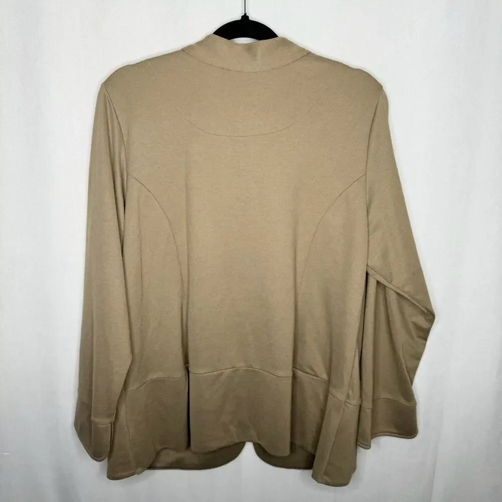 SOFT BY AVENUE / tan button front knit jacket / 18/20